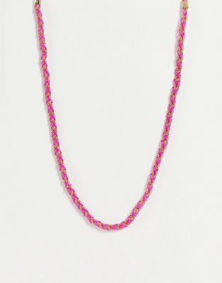 DesignB London pink plait rope necklace