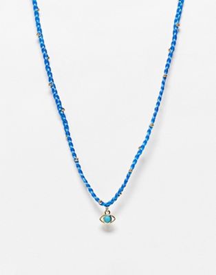DesignB London plait rope necklace with eye charm