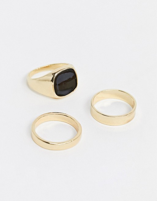 DesignB ring pack in gold with black enamel