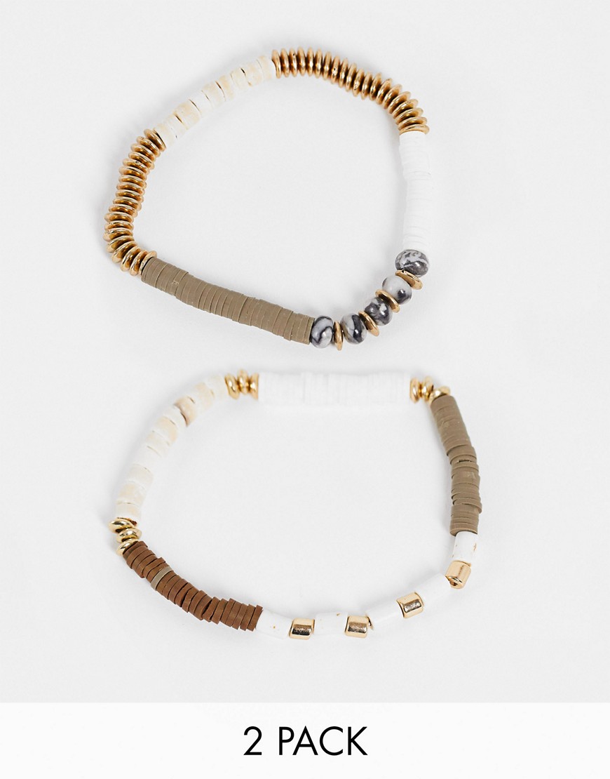 DesignB - Set van 2 kralenarmbanden in bruin