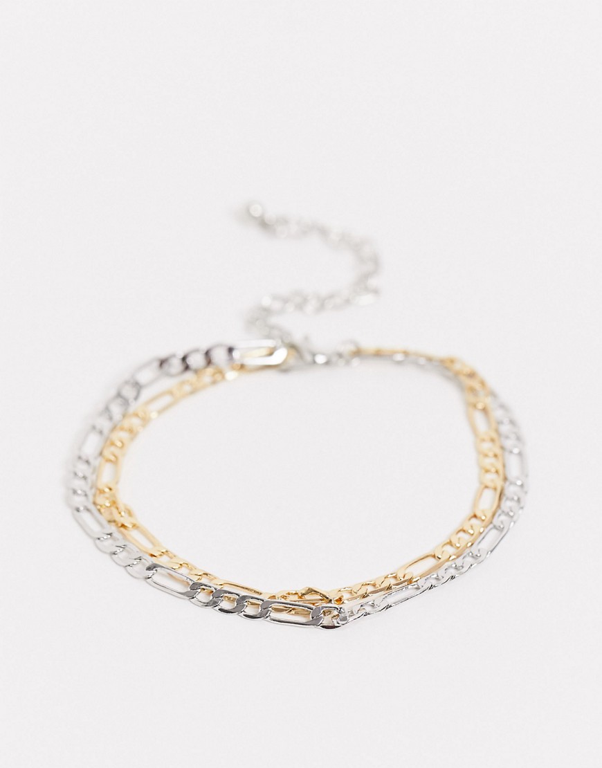 DesignB – Silver- och guldfärgat kedjearmband med flera kedjor-Flerfärgad