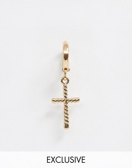 DesignB single cross earring in gold exclusive to ASOS