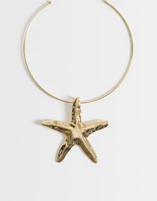 Designb London Designb Starfish Torque Necklace In Purple