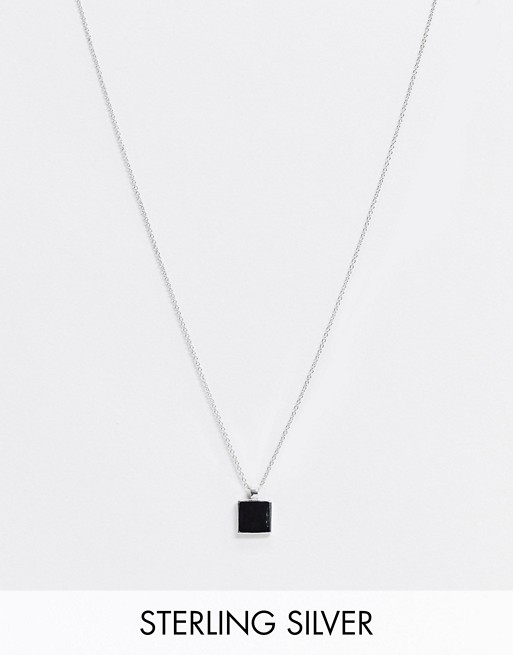 DesignB sterling silver neck chain with black stone