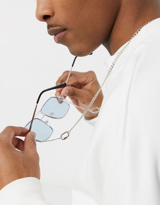 DesignB sunglasses chain in silver with oval hoop detail | ASOS