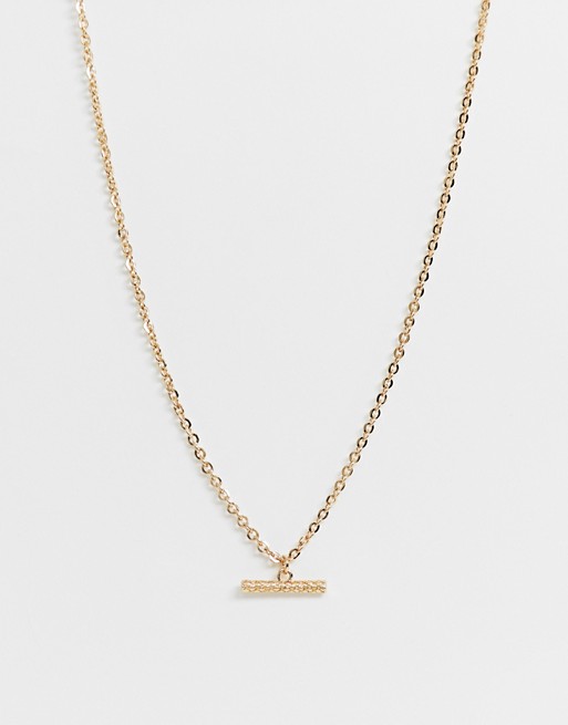 DesignB T-Bar necklace in gold exclusive to ASOS