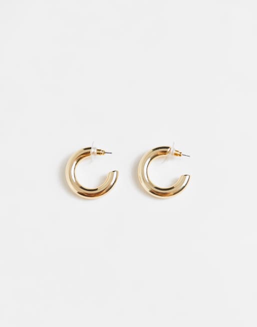 DesignB tube hoop earrings in gold tone