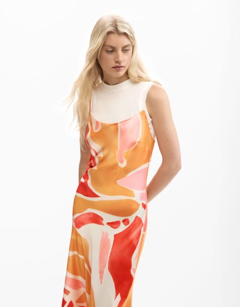 Desigual 2-in-1 dress with straps in orange - view 1