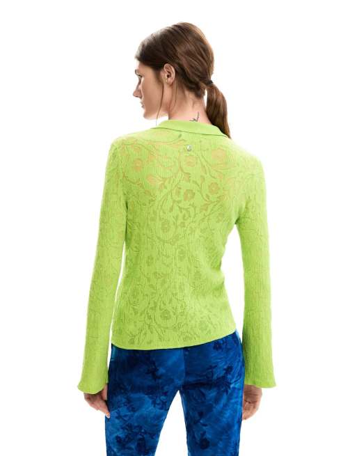 Desigual - Aansluitend T-shirt met bloemenprint in groen, 2 van 4