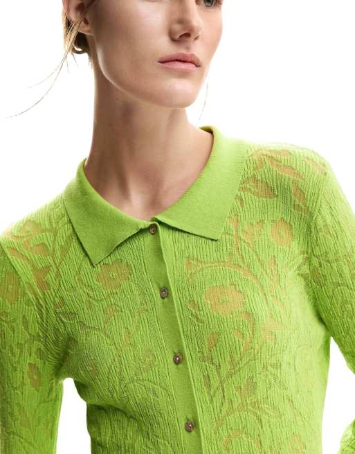 Desigual - Aansluitend T-shirt met bloemenprint in groen, 3 van 4