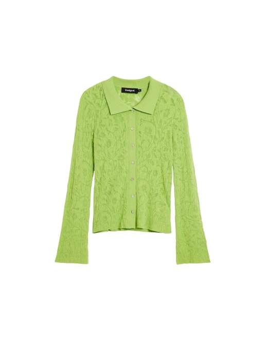 Desigual - Aansluitend T-shirt met bloemenprint in groen, 4 van 4