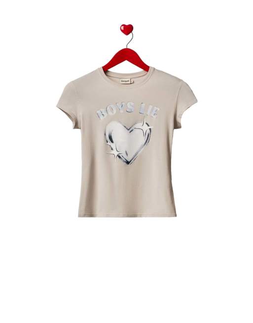 Desigual - Aansluitend T-shirt met hart in blauw, 4 van 4