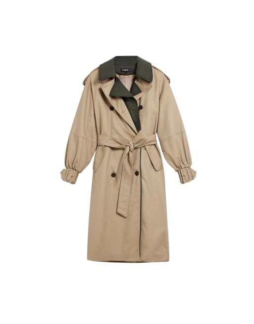 Desigual – Abnehmbarer, zweifarbiger Trenchcoat in Cremeweiß, 4 von 4