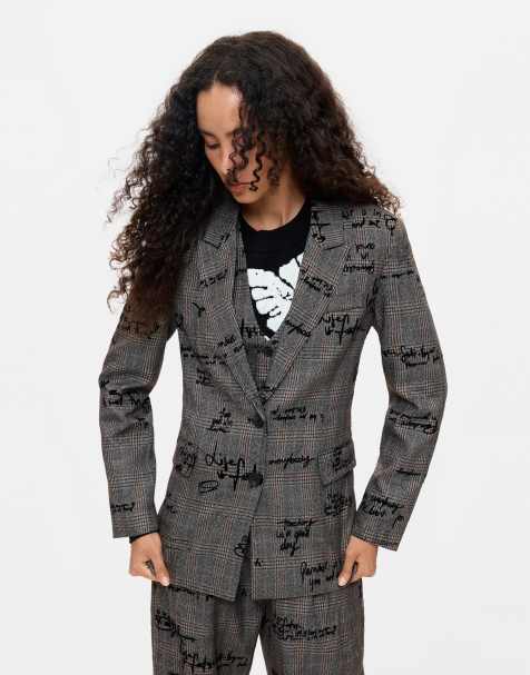 Desigual americana a cuadros con lettering gris - view 1