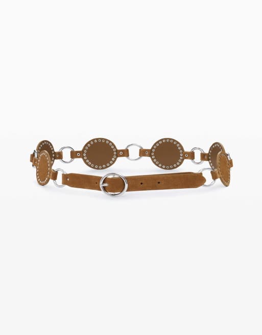 Desigual - Articulated - Cinturón marrón de cuero, 2 de 4