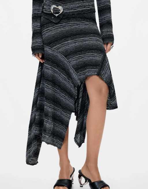 Desigual Asymmetric knit midi dress in gray, 3 of 4