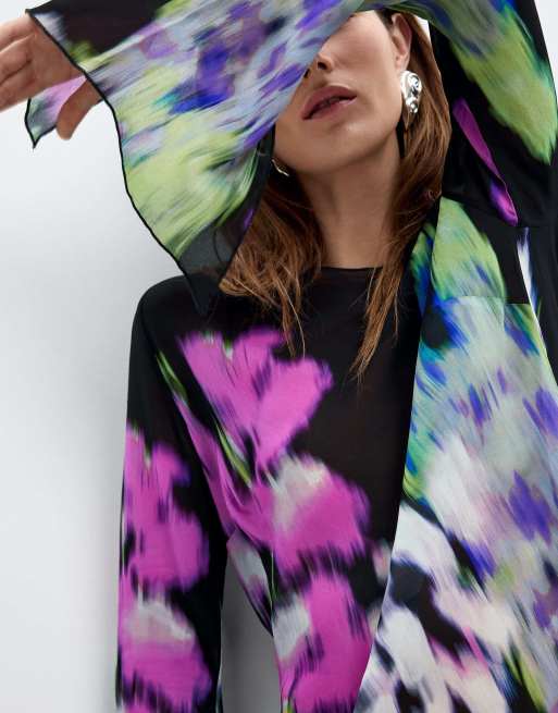 Desigual Asymmetric printed blouse m. c. lacroix in black, 2 of 3