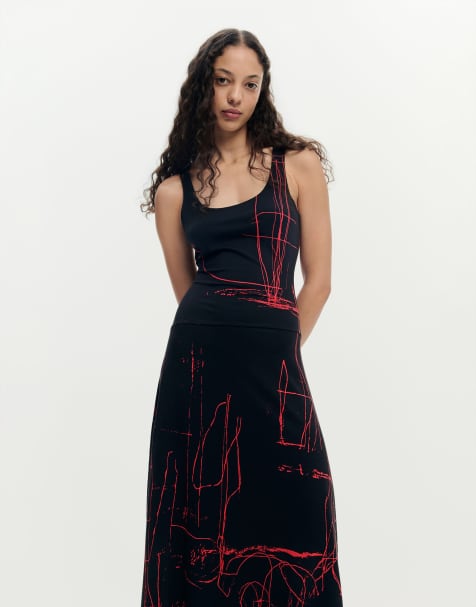 Desigual Asymmetric sleeveless dress in black - view 1