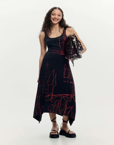 Desigual Asymmetric sleeveless dress in black