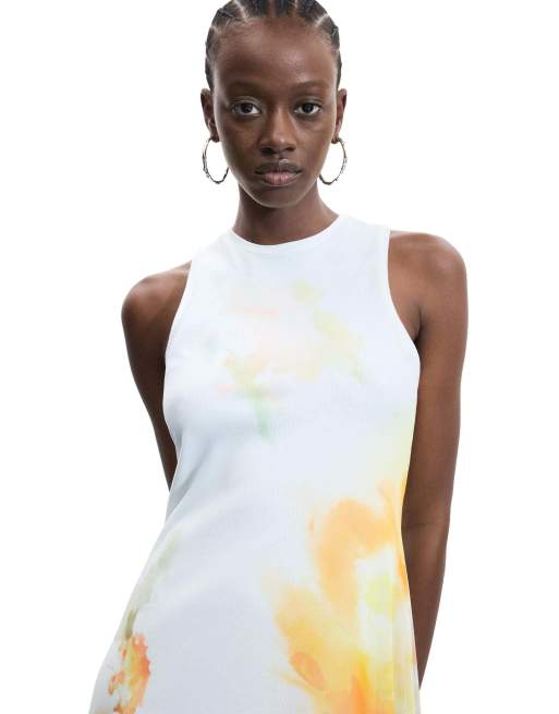 Desigual Asymmetric sleeveless dress in white, 3 of 4