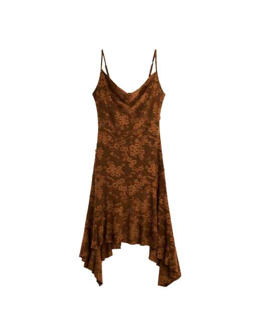Desigual Asymmetrical strappy dress in brown, 4 of 4