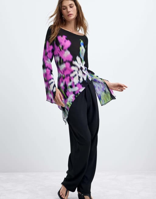 Desigual asymmetrische blouse met print m. c. lacroix in zwart, 3 van 3
