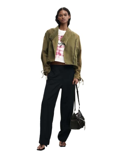 Desigual – Asymmetrische Jacke in Grün - view 1