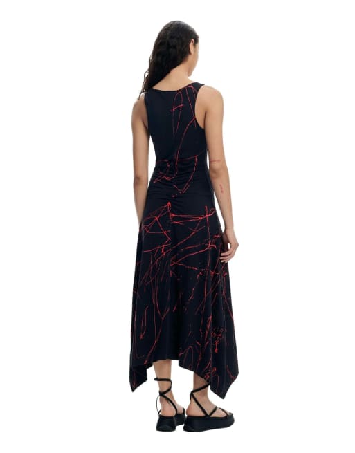 Desigual - Asymmetrische mouwloze jurk in zwart, 2 van 4