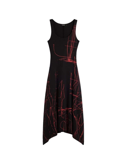 Desigual - Asymmetrische mouwloze jurk in zwart, 4 van 4