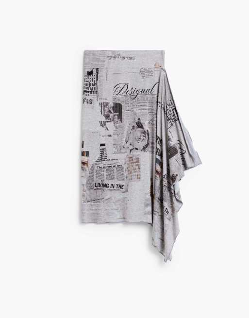 Desigual asymmetrischer Rock mit Print in Grau, 4 von 4