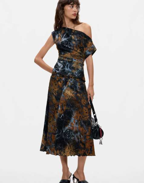 Desigual asymmetrisches beflocktes Oberteil in Blau - view 1