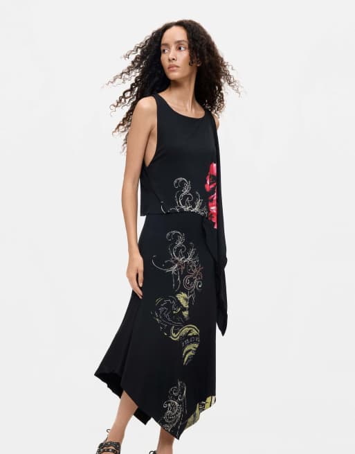 Desigual asymmetrisches Midikleid in Schwarz, 2 von 3