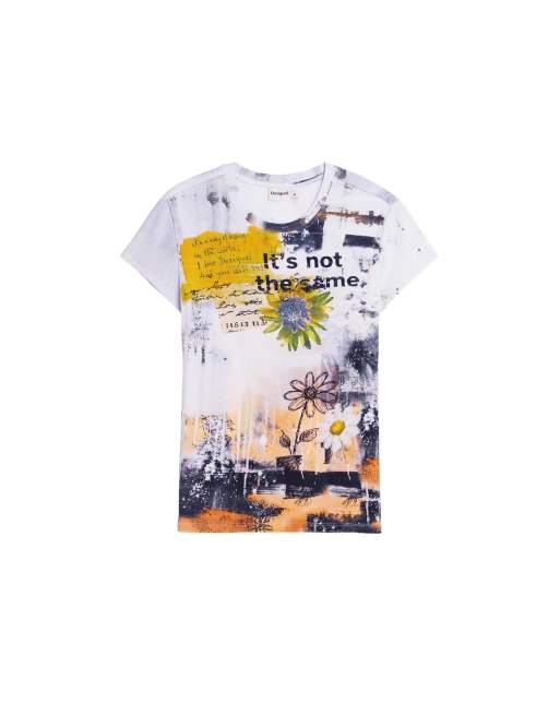 Desigual – Bedrucktes T-Shirt aus 100% Baumwolle in Weiß, 4 von 4