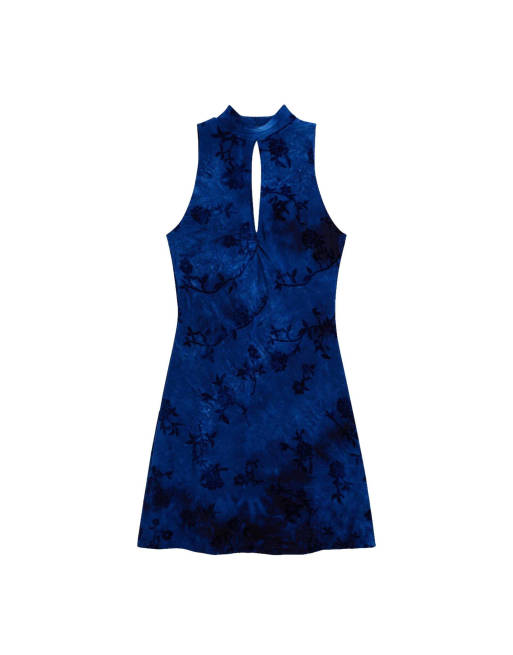 Desigual – Beflocktes Kleid in Blau, 4 von 4