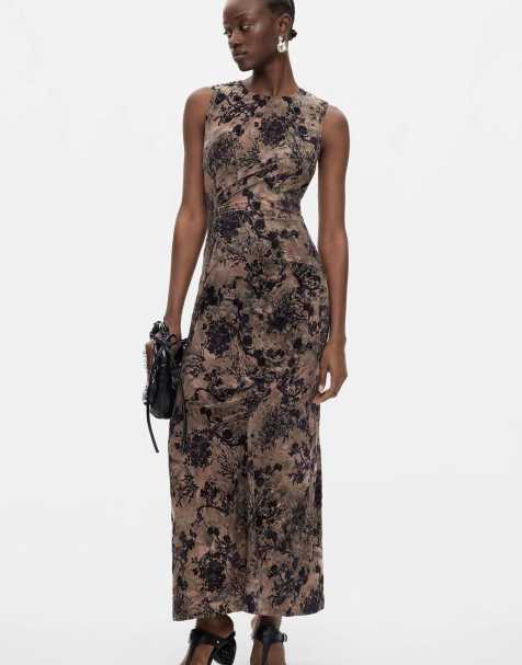 Desigual – Beflocktes Midikleid in Schwarz - view 1
