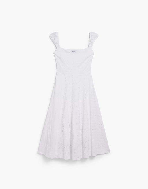 Desigual – Besticktes Midikleid in Weiß, 4 von 4