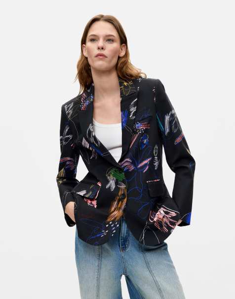 Desigual blazer met bloemenprint in zwart - view 1
