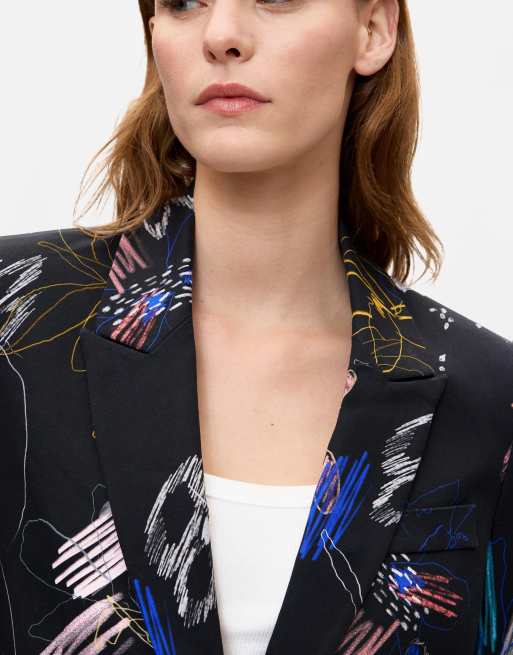 Desigual blazer met bloemenprint in zwart, 4 van 4