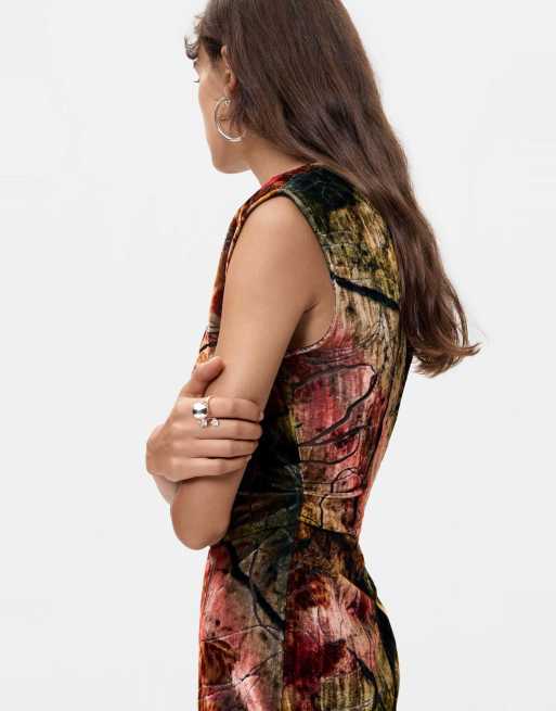 Desigual bloemenjurk van fluweel m. c. lacroix in roze, 3 van 4