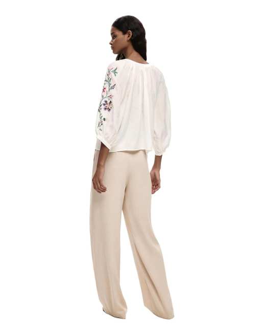 Desigual - Blouse à manches brodées - Blanc, 2 de 4