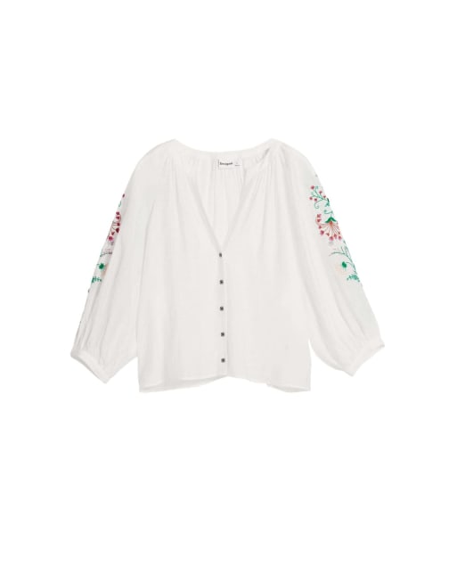 Desigual Blouse embroidered sleeves in white, 4 of 4