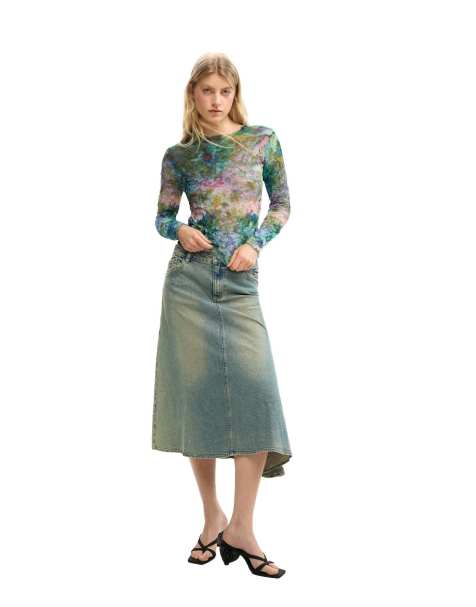 Desigual Blouse texture flowers in blue - view 1