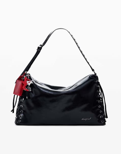 Desigual - Bolso grande negro brillante con detalle trenzado - view 1