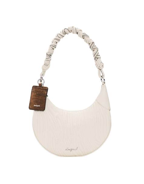 Desigual - Bolso mediano color crema ovalado con diseño en relieve - view 1
