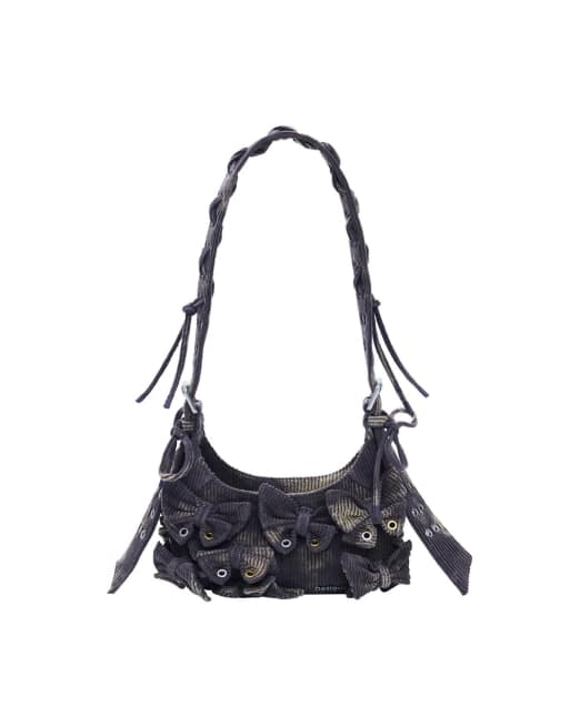 Desigual - Bolso mediano de algodón con lazo multicolor
