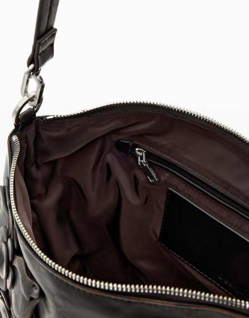 Desigual - Bolso mediano marrón con aplicaciones florales, 3 de 4