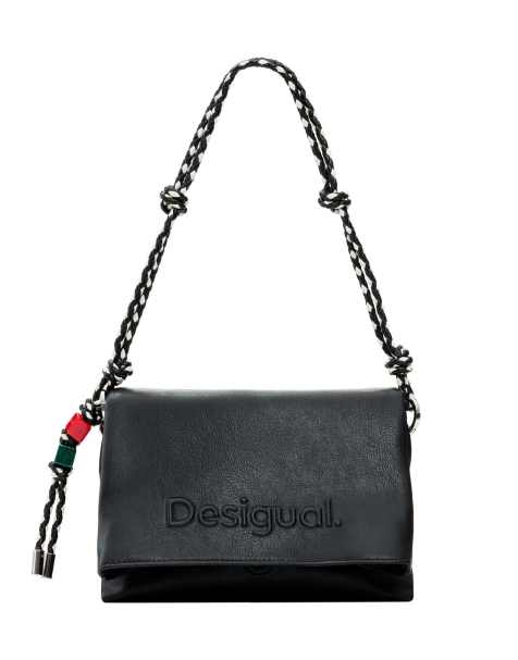 Desigual - Bolso mediano negro con charm del logo - view 1
