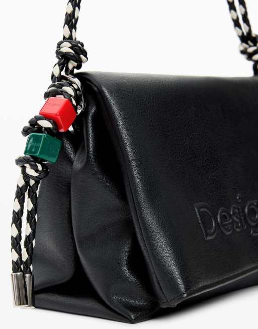 Desigual - Bolso mediano negro con charm del logo, 4 de 4