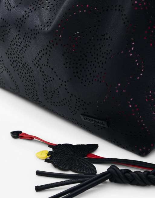 Desigual - Bolso mediano perforado en negro, 4 de 4