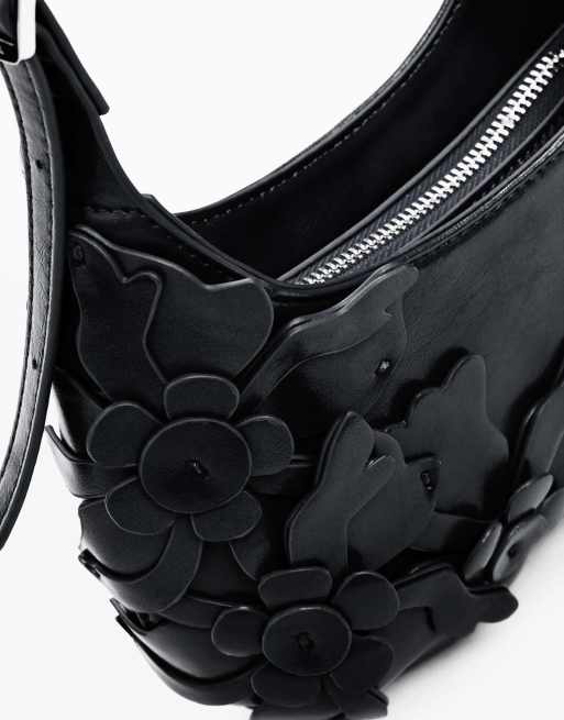 Desigual - Bolso pequeño con apliques de flores en negro, 4 de 4